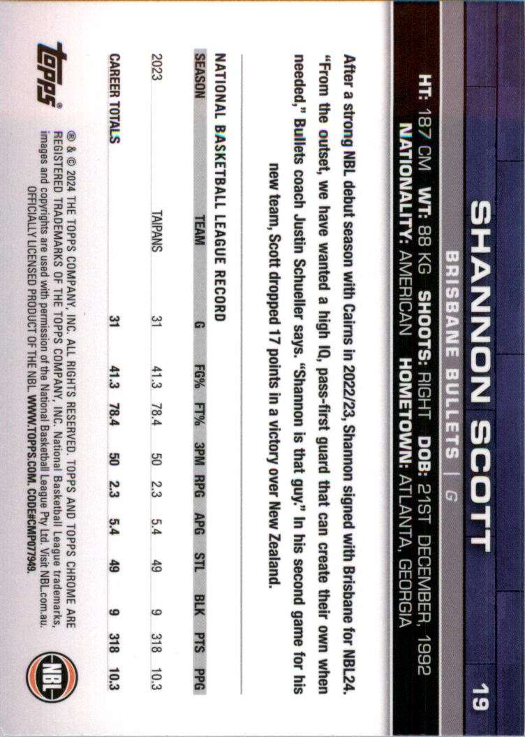 2023-24 Topps Chrome NBL Basketball Card Pick (Base) - Picture 39 of 201