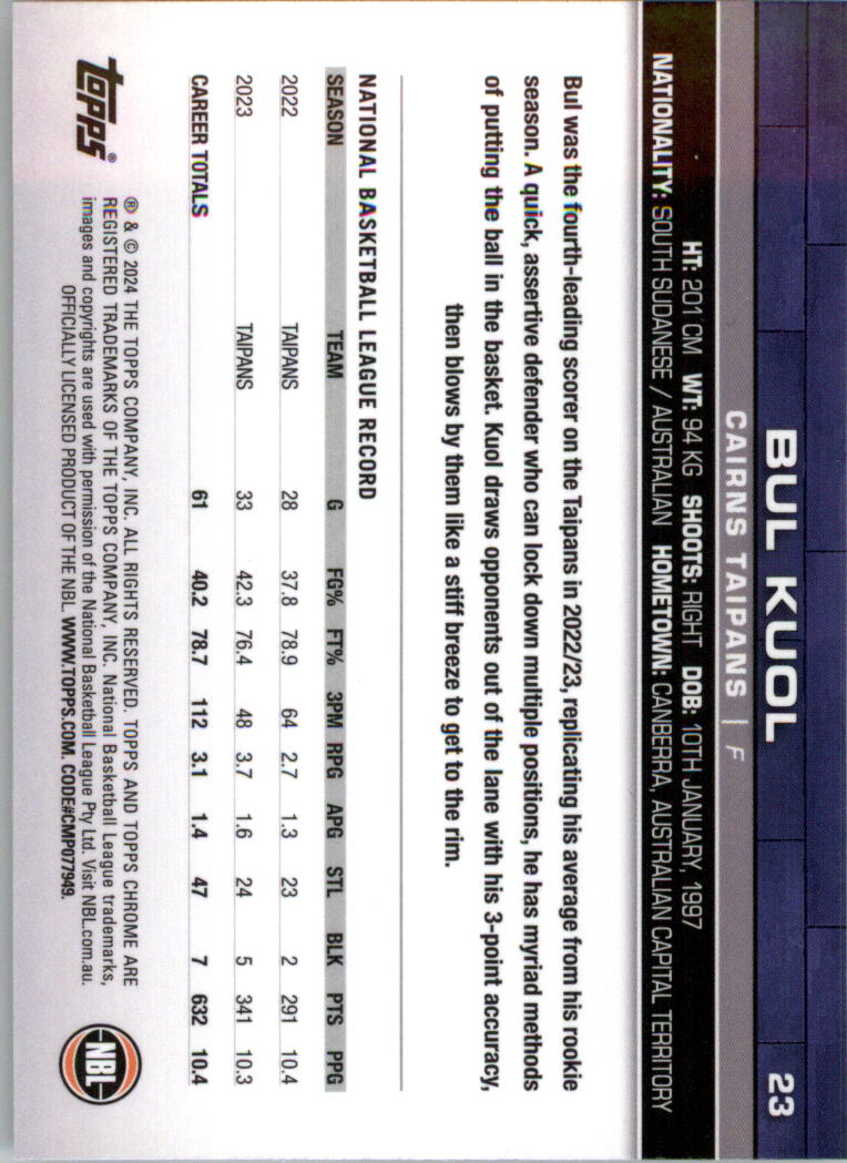 2023-24 Topps Chrome NBL Basketball Card Pick (Base) - Picture 47 of 201