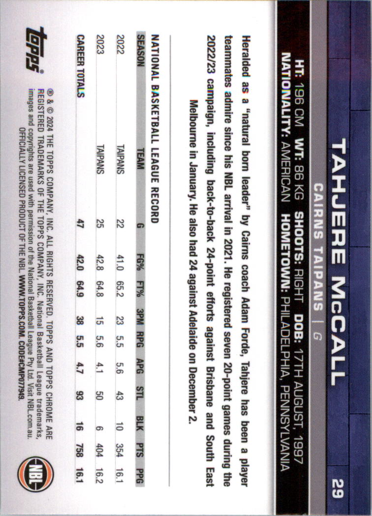 2023-24 Topps Chrome NBL Basketball Card Pick (Base) - Picture 59 of 201