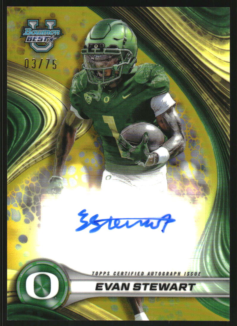 2024 Bowman's Best University Best of '24 Autographs Yellow Refractors #BOAEST Evan Stewart Auto /75