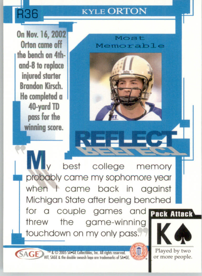 2005 Sage HIT Football "Insert" Cards - Picture 90 of 112