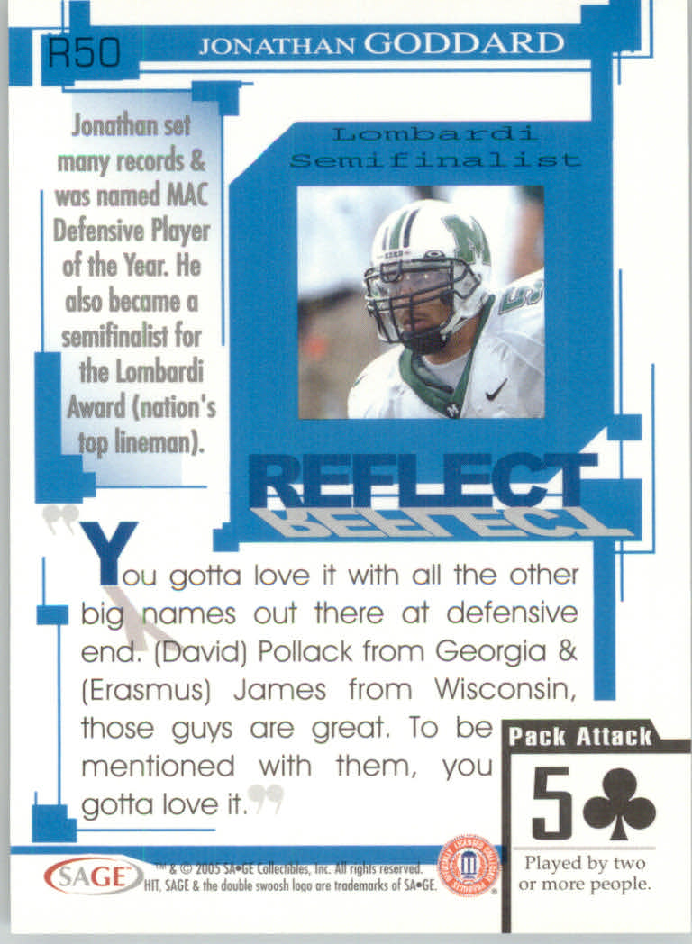 2005 Sage HIT Football "Insert" Cards - Picture 106 of 112