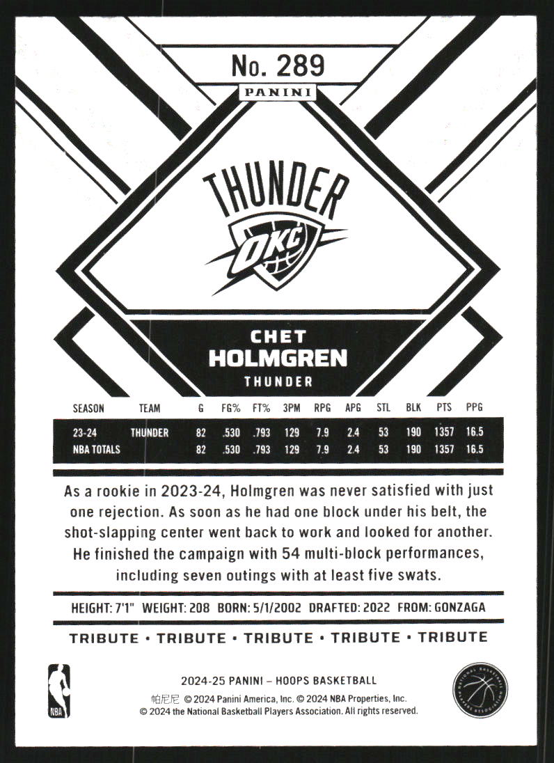 2024-25 Hoops Blue #289 Chet Holmgren