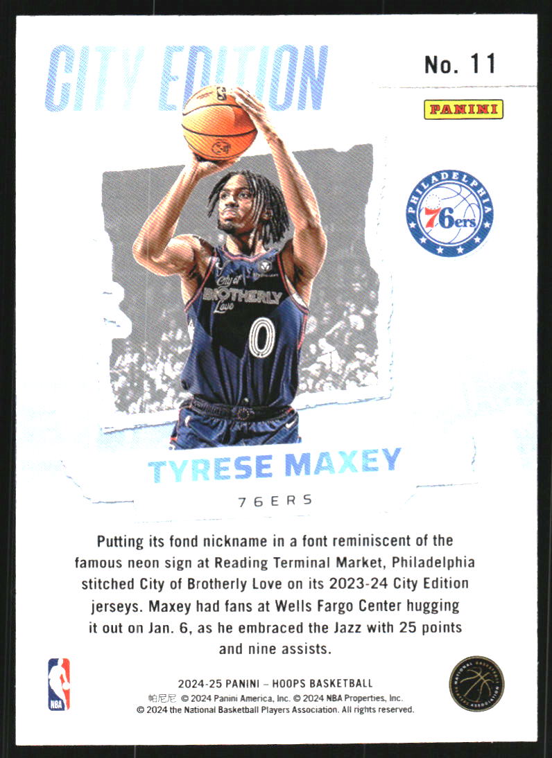2024-25 Hoops City Edition Holo #11 Tyrese Maxey