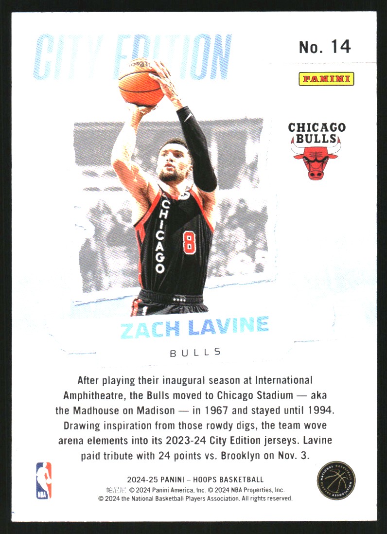 2024-25 Hoops City Edition Holo #14 Zach LaVine