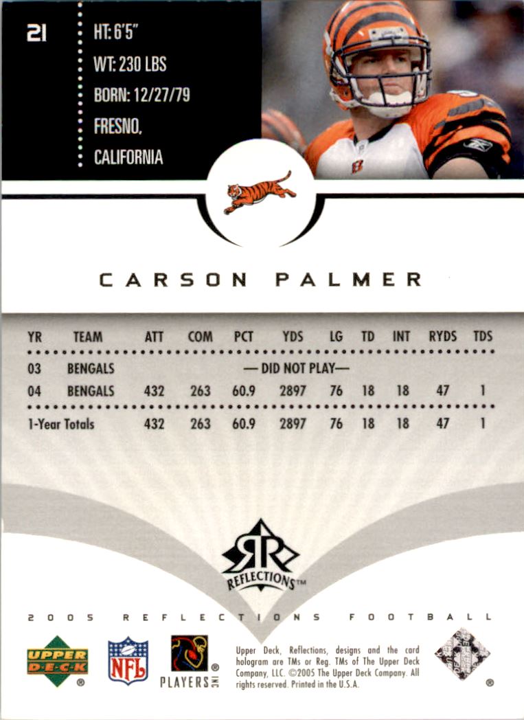 2005 Reflections Black #21 Carson Palmer back image