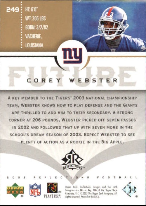 2005 Reflections Gold #249 Corey Webster back image