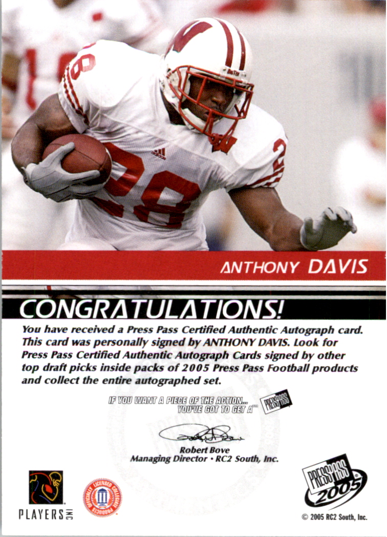 2005 Press Pass Autographs Bronze #17 Anthony Davis back image