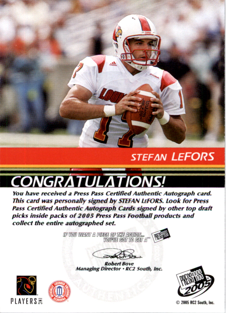 2005 Press Pass Autographs Bronze #34 Stefan LeFors back image
