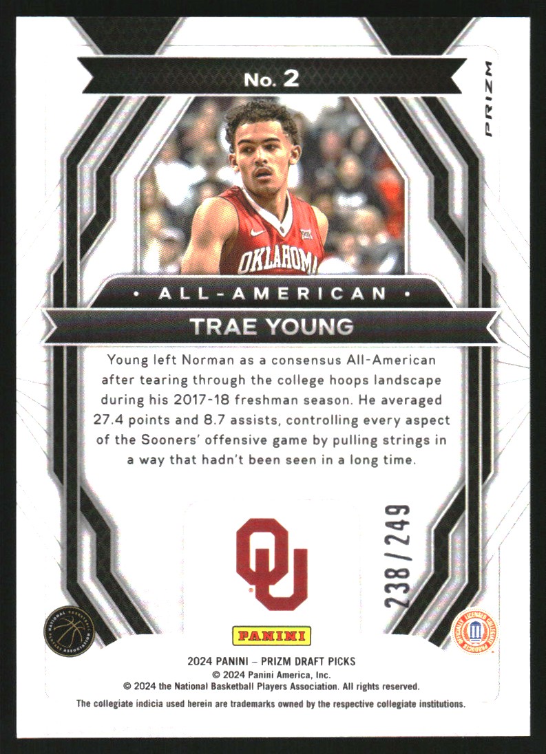 2024-25 Panini Prizm Draft Picks All-American Prizms Blue Wave #2 Trae Young