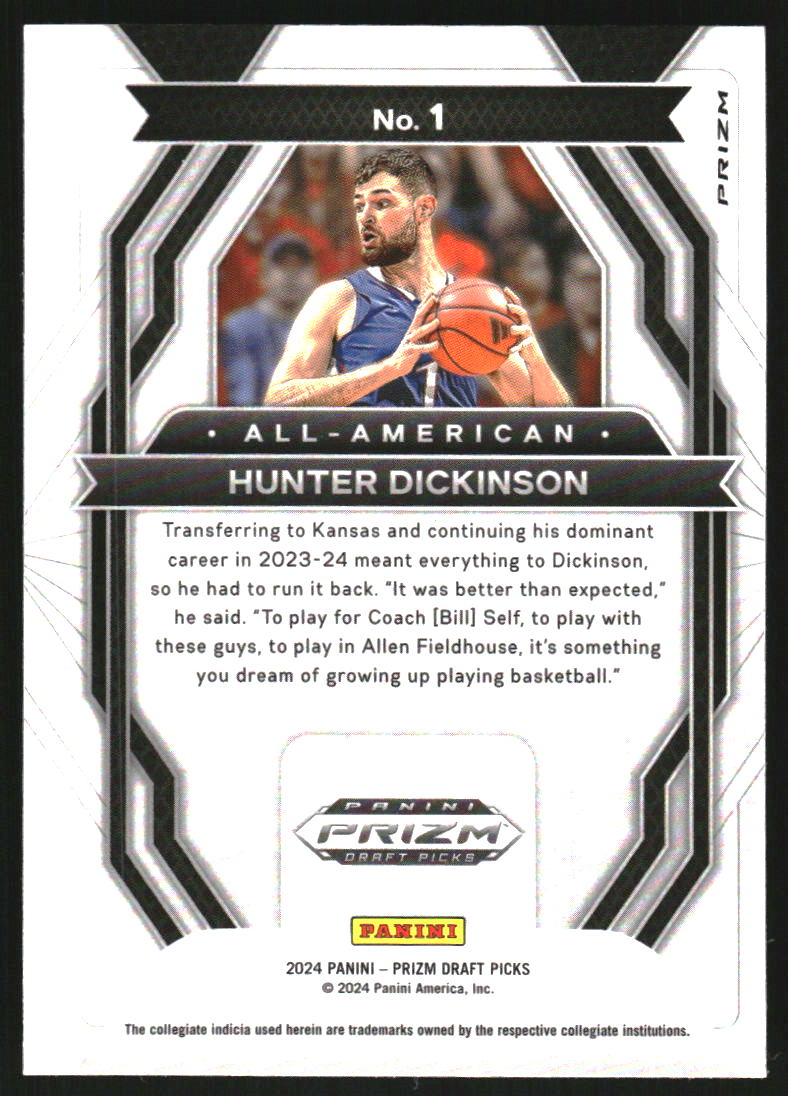 2024-25 Panini Prizm Draft Picks All-American Prizms Green #1 Hunter Dickinson