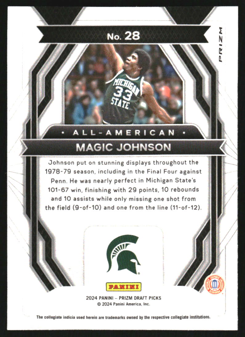 2024-25 Panini Prizm Draft Picks All-American Prizms Green #28 Magic Johnson