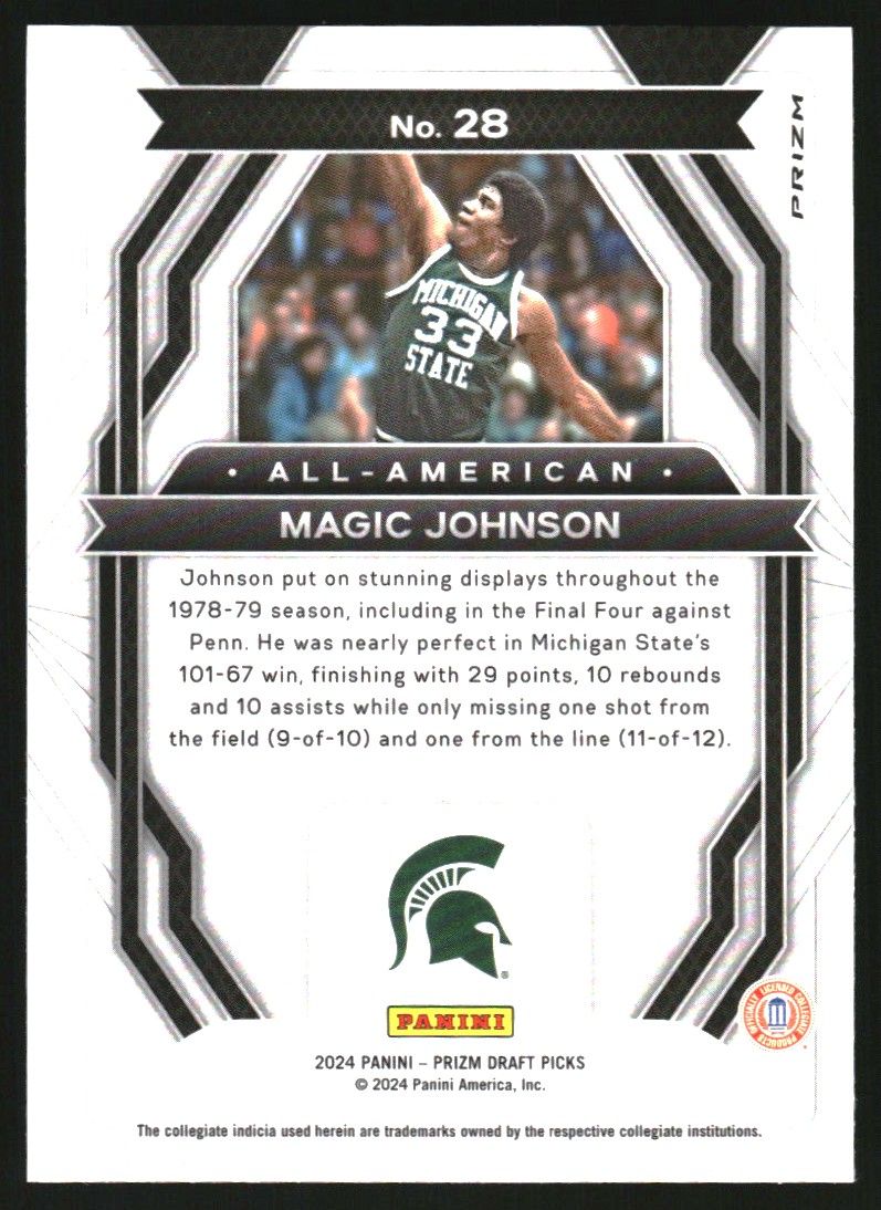 2024-25 Panini Prizm Draft Picks All-American Prizms Hyper #28 Magic Johnson