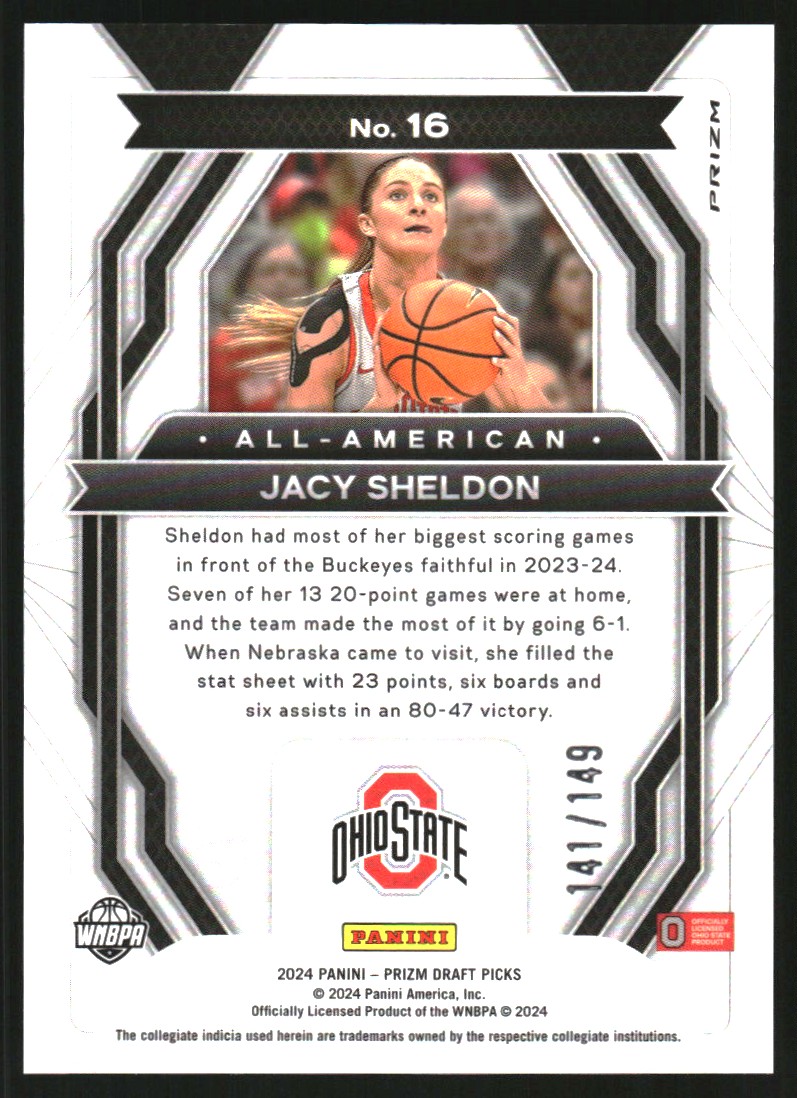 2024-25 Panini Prizm Draft Picks All-American Prizms Purple Ice #16 Jacy Sheldon