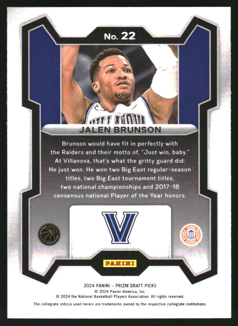 2024-25 Panini Prizm Draft Picks #22 Jalen Brunson