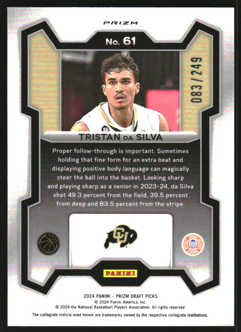 2024-25 Panini Prizm Draft Picks Prizms Blue Wave #61 Tristan da Silva