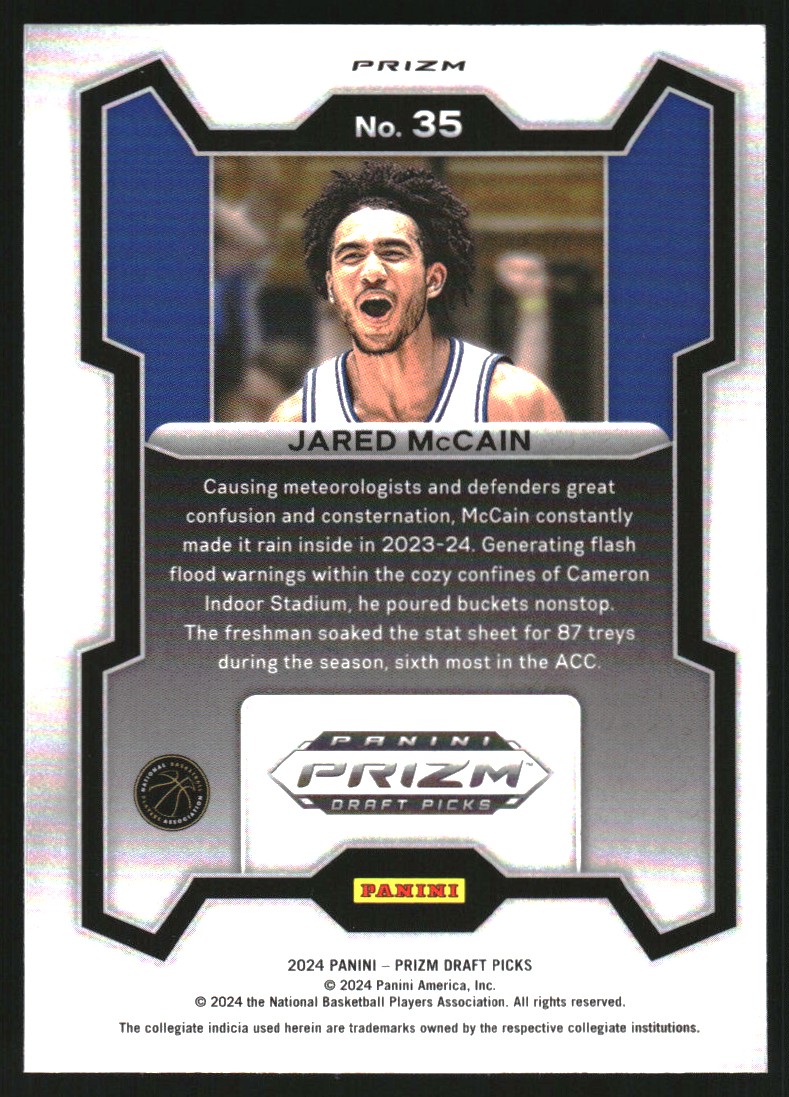 2024-25 Panini Prizm Draft Picks Prizms Orange Ice #35 Jared McCain