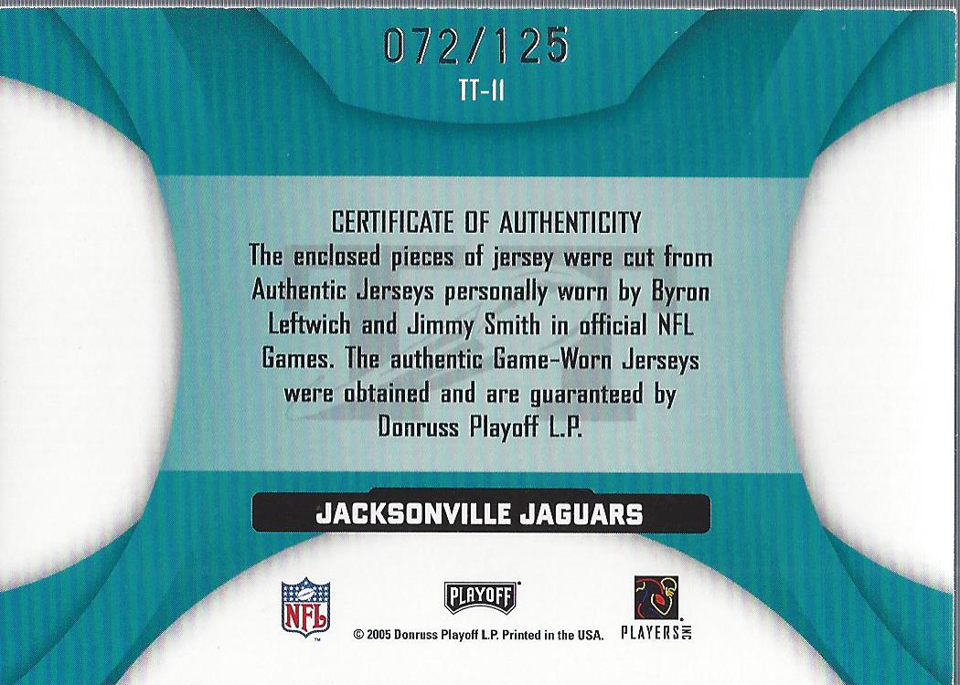 2005 Playoff Honors Touchdown Tandems Materials #TT11 Byron Leftwich/Jimmy Smith back image