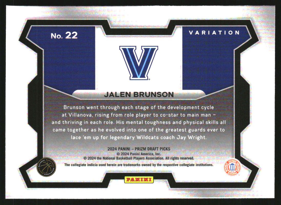 2024-25 Panini Prizm Draft Picks Variation #22 Jalen Brunson