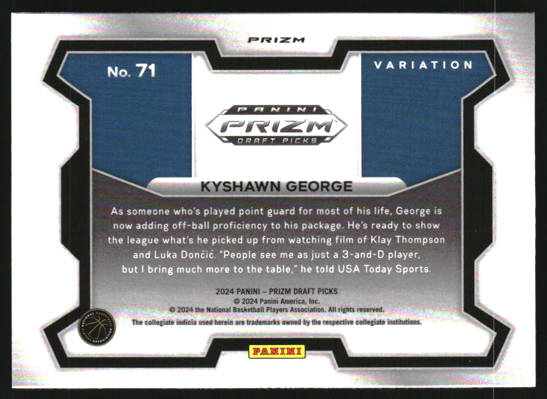 2024-25 Panini Prizm Draft Picks Variation Prizms Green #71 Kyshawn George