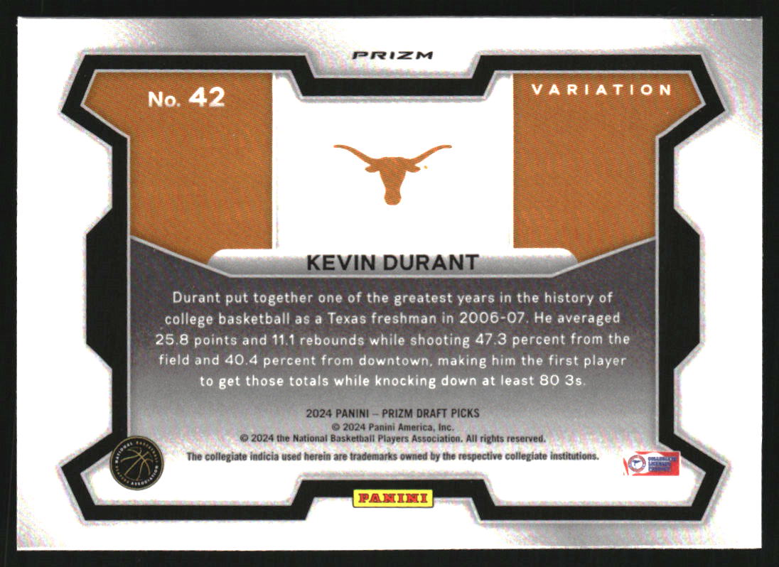 2024-25 Panini Prizm Draft Picks Variation Prizms Green Wave #42 Kevin Durant