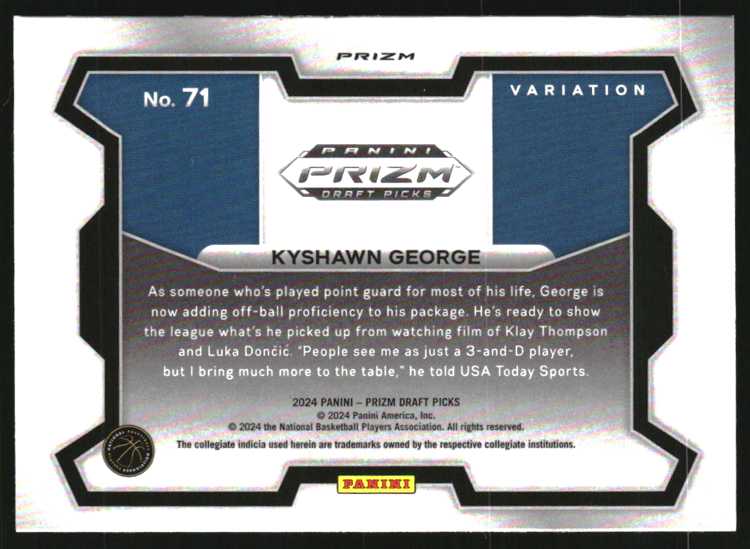 2024-25 Panini Prizm Draft Picks Variation Prizms Green Wave #71 Kyshawn George