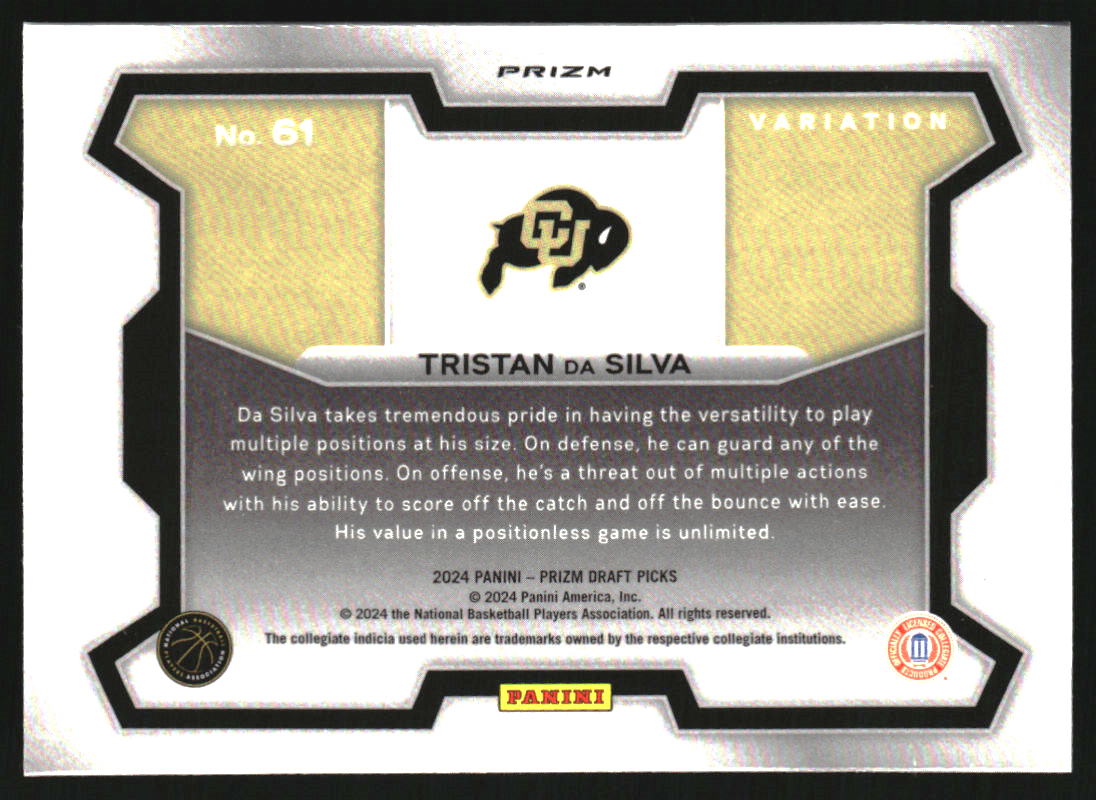 2024-25 Panini Prizm Draft Picks Variation Prizms Orange Ice #61 Tristan da Silva