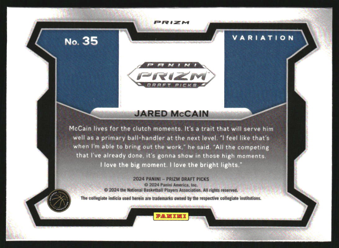 2024-25 Panini Prizm Draft Picks Variation Prizms Red Ice #35 Jared McCain