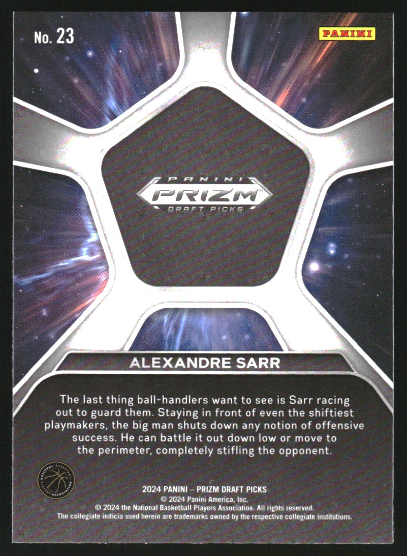 2024-25 Panini Prizm Draft Picks Deep Space #23 Alexandre Sarr