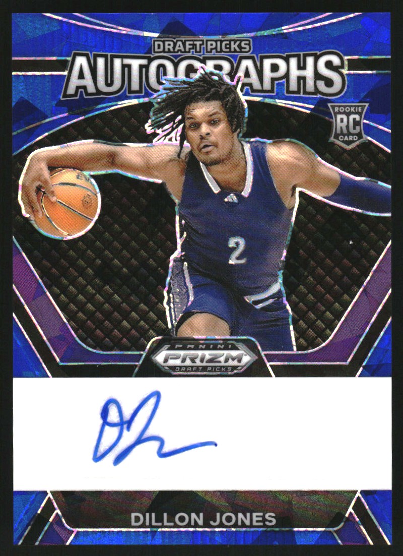 2024-25 Panini Prizm Draft Picks Draft Picks Autographs Prizms Blue Ice #50 Dillon Jones