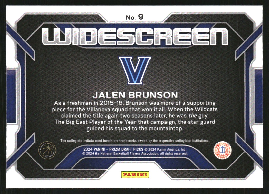 2024-25 Panini Prizm Draft Picks Widescreen #9 Jalen Brunson