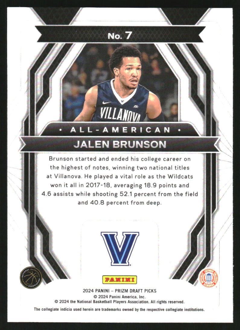 2024-25 Panini Prizm Draft Picks All-American #7 Jalen Brunson