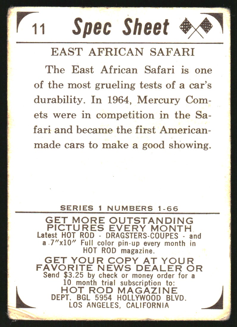 1965 Donruss Spec Sheet #11 East African Safari back image