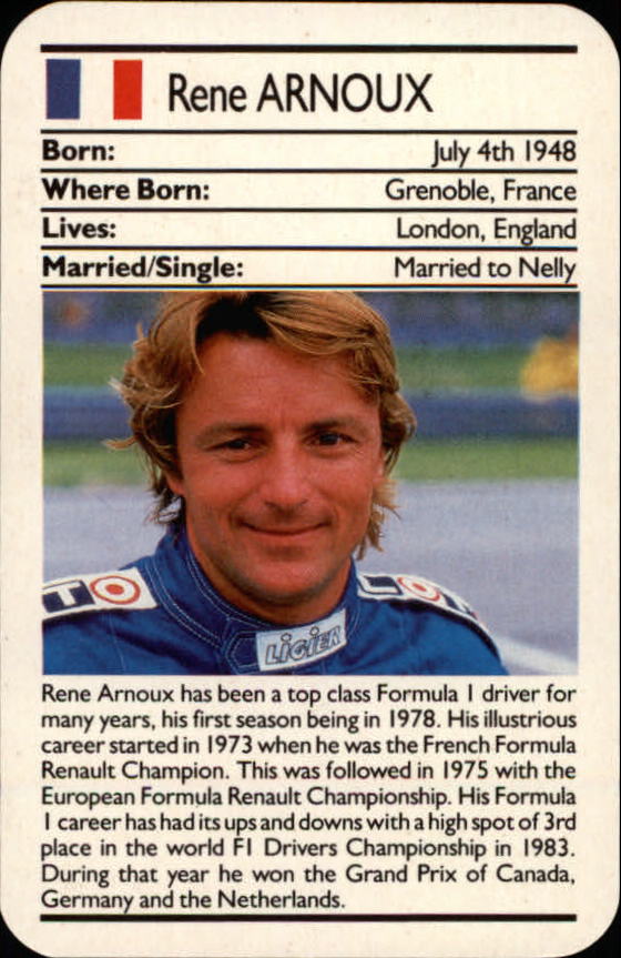 1987 Ace Formula One #3 Rene Arnoux