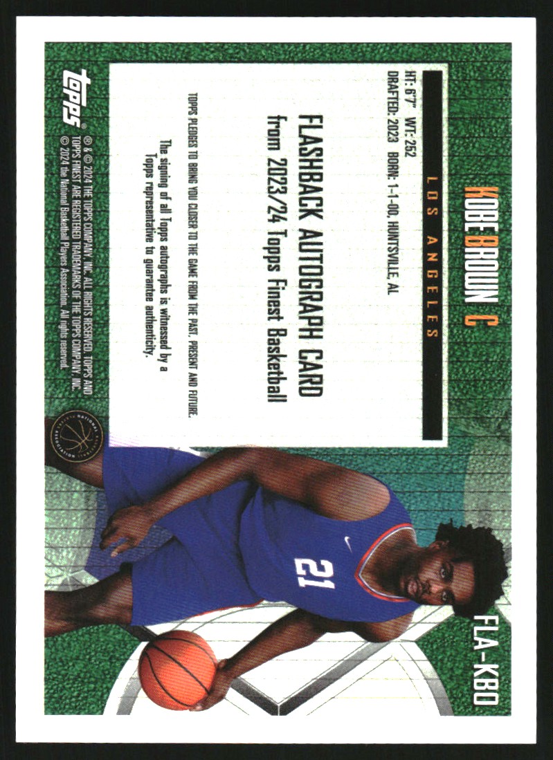 2023-24 Finest Flashback Autographs Gold Refractors #FLAKBO Kobe Brown