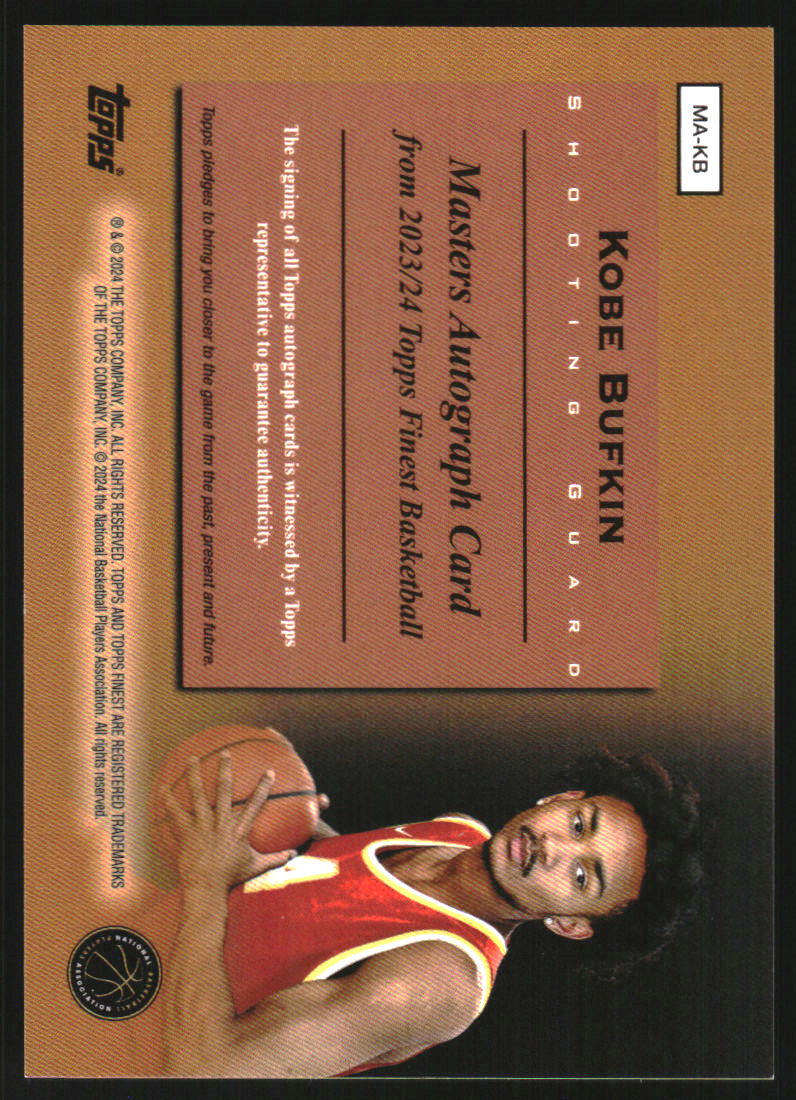 2023-24 Finest Masters Autographs Gold Refractors #MAKB Kobe Bufkin Auto
