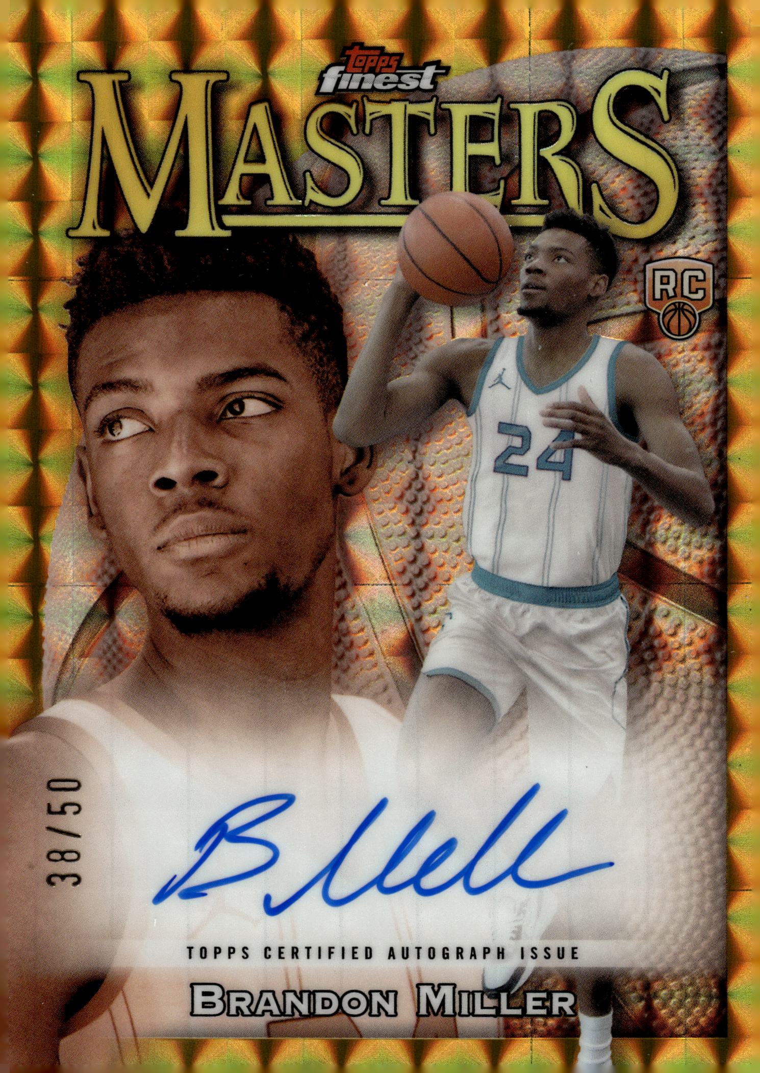 2023-24 Finest Masters Gold Geometric Refractor Brandon Miller RC Autograph /50