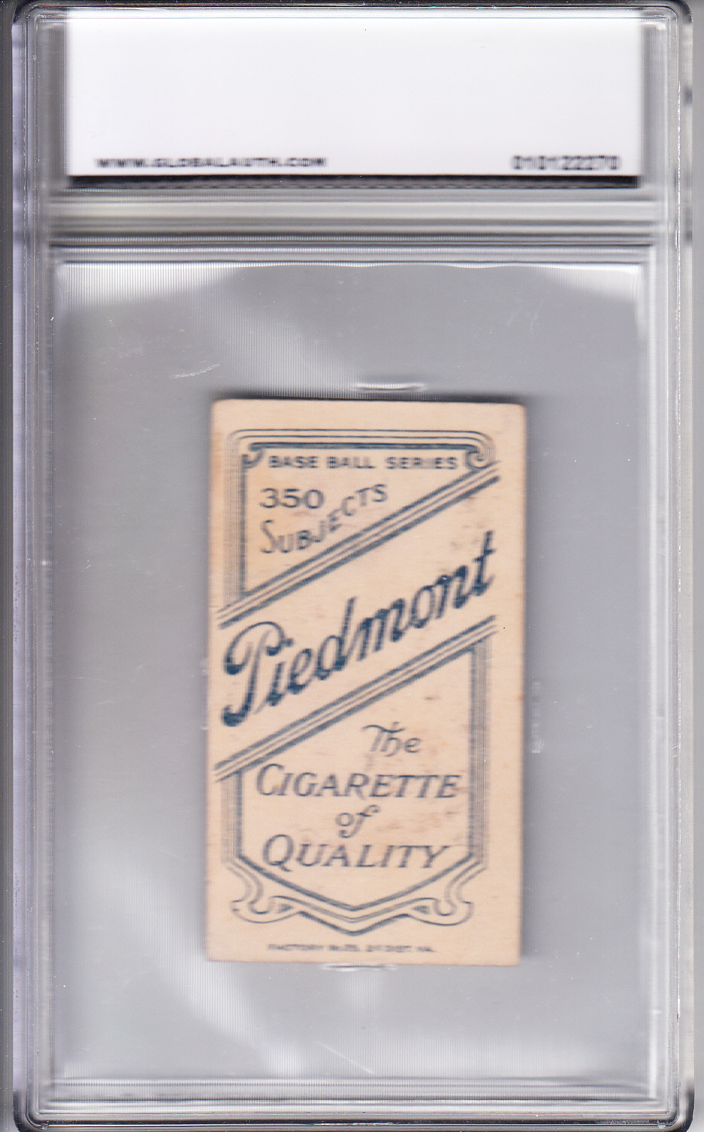 1909-11 T206 Piedmont Cigarette  Ruby Hulswitt GAI 4.5 VG-EX+ Z26614 back image