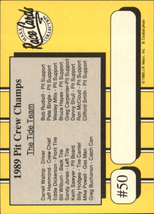 1990 Maxx Glossy #50 Darrell Waltrip Pit Champs back image
