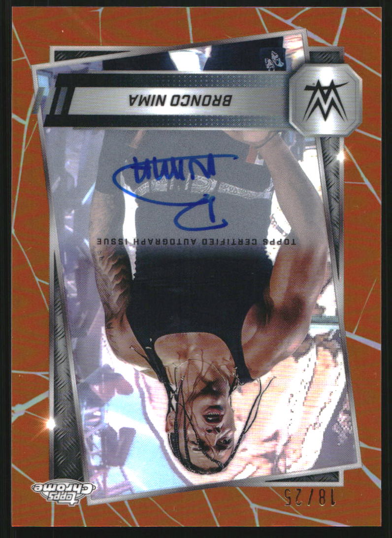 2025 Topps Chrome WWE Autographs Orange Refractors #159 Bronco Nima