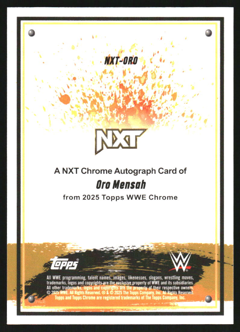 2025 Topps Chrome WWE NXT Chrome Autographs Gold Refractors #NXTORO Oro Mensah