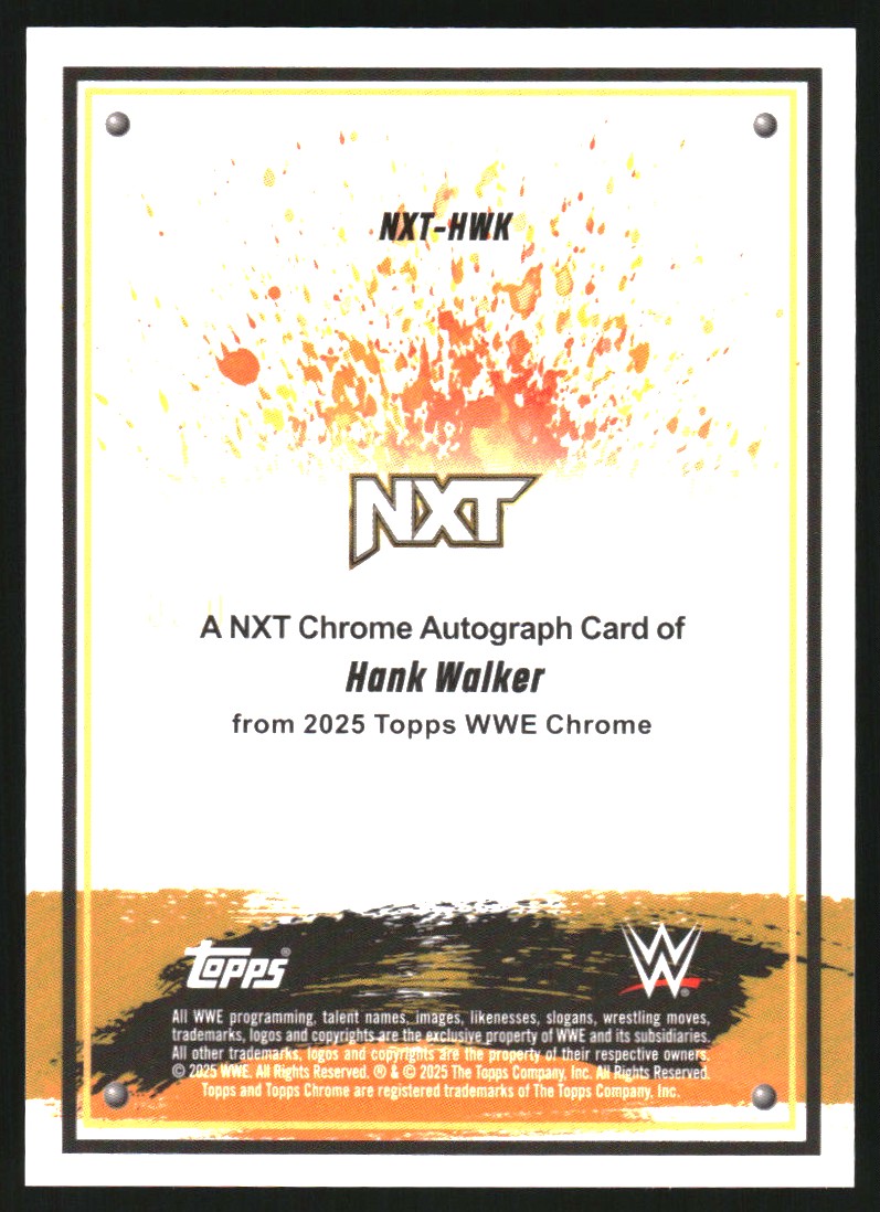 2025 Topps Chrome WWE NXT Chrome Autographs Gold Geometric Refractors #NXTHWK Hank Walker