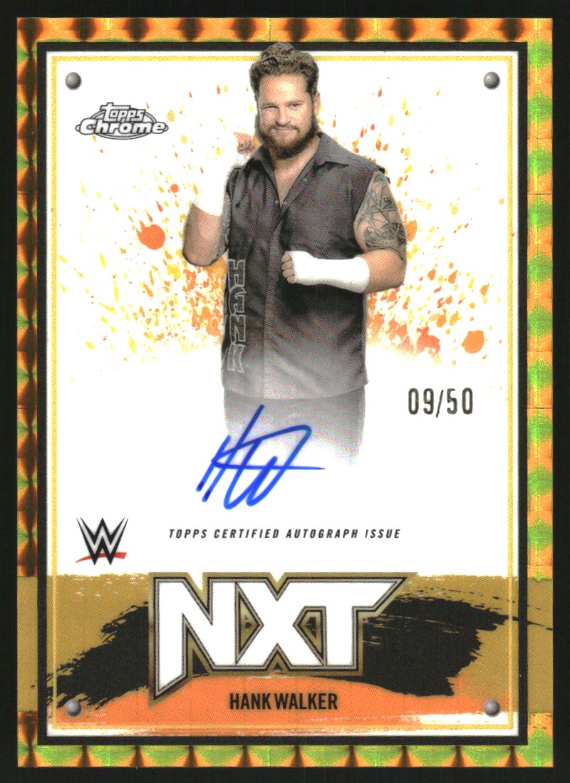 2025 Topps Chrome WWE NXT Chrome Autographs Gold Geometric Refractors #NXTHWK Hank Walker