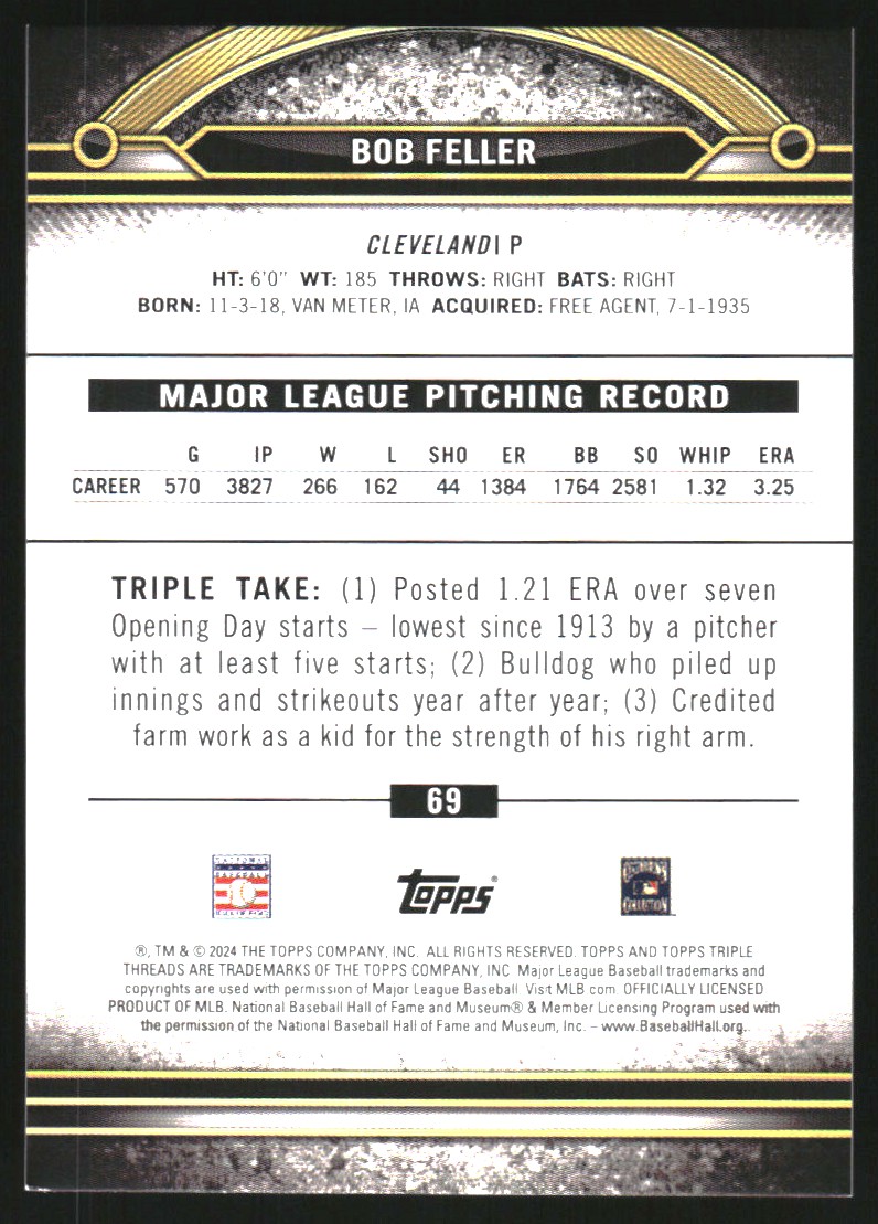 2024 Topps Triple Threads #69 Bob Feller
