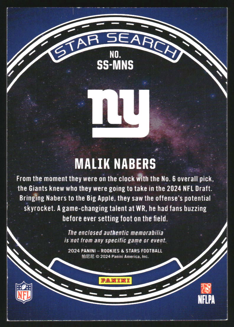 2024 Rookies and Stars Star Search Jerseys #22 Malik Nabers