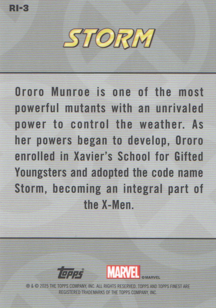2025 Finest X-Men '97 Remember It #RI3 Storm back image