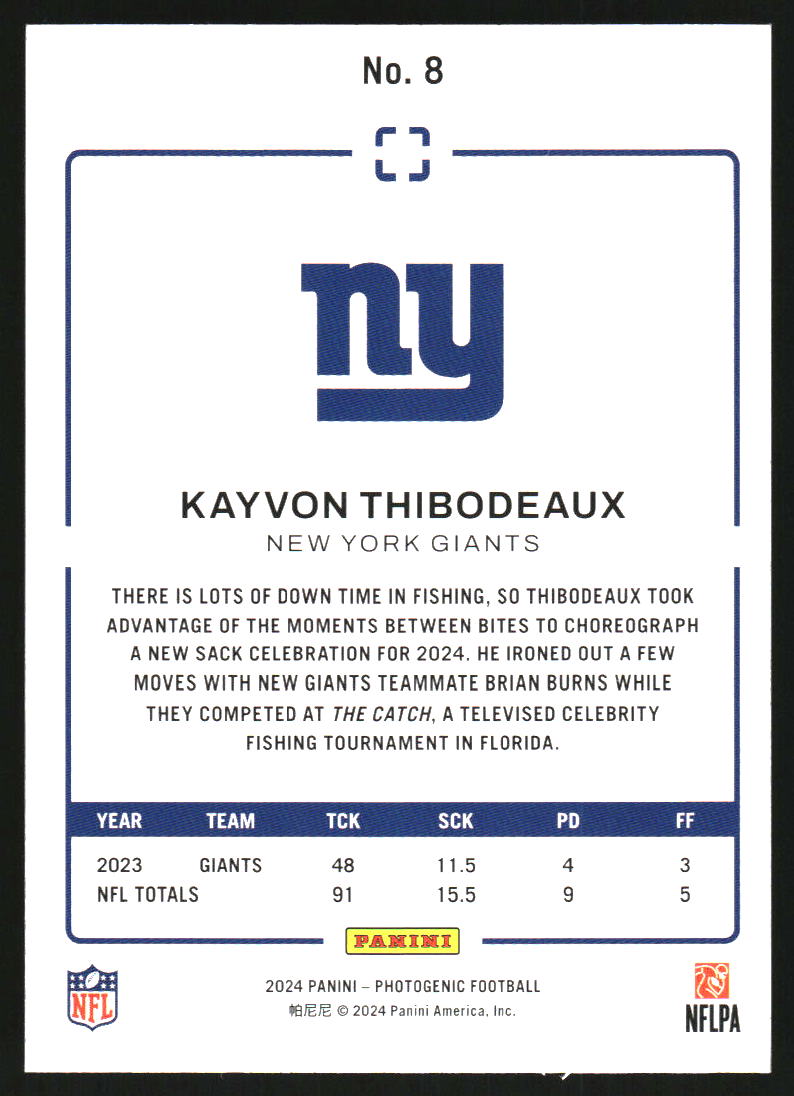 2024 Panini PhotoGenic Orange #8 Kayvon Thibodeaux /25