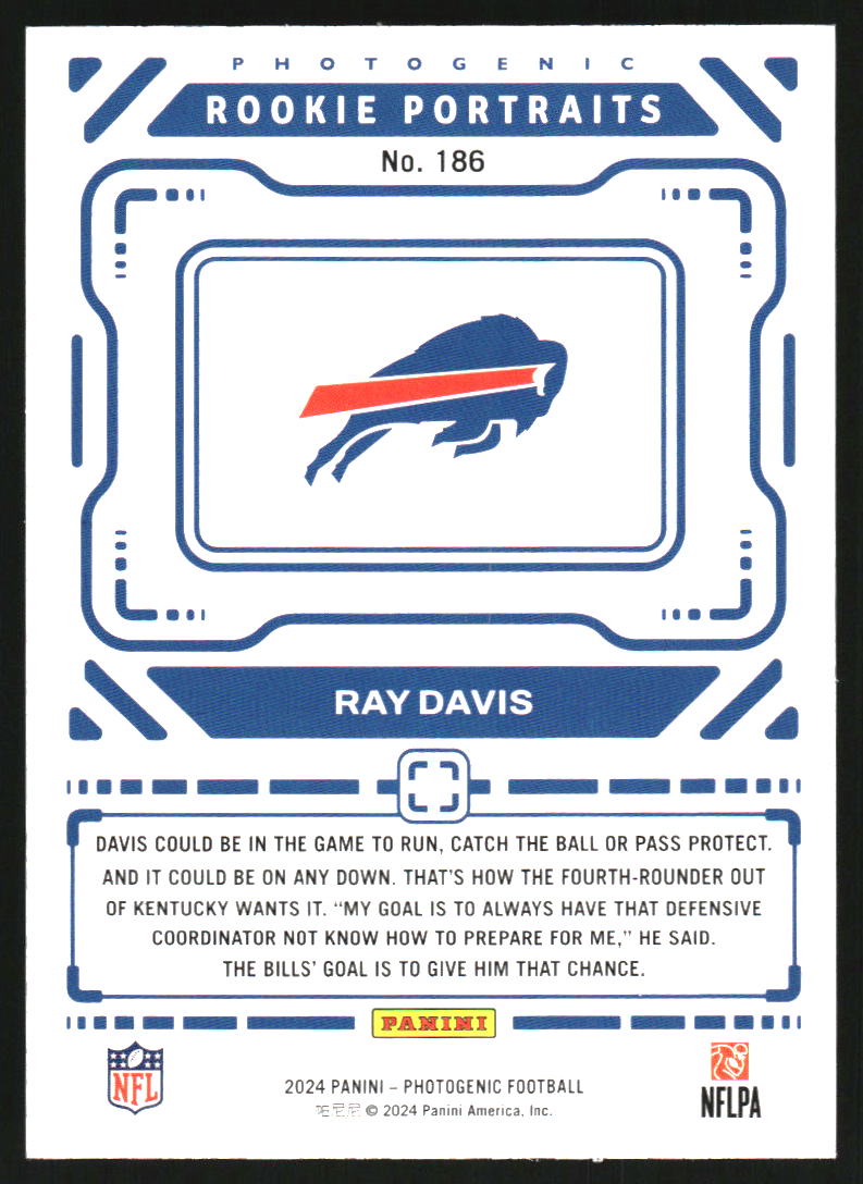 2024 Panini PhotoGenic Orange #186 Ray Davis /25