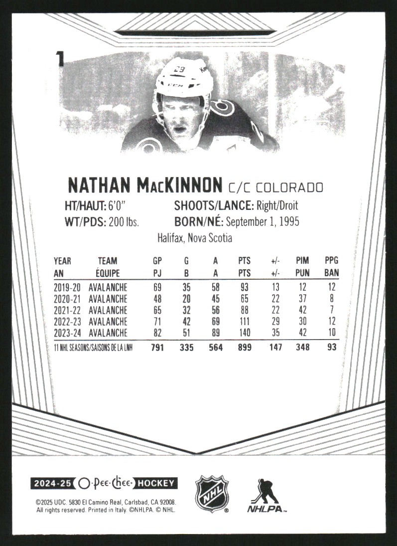 2024-25 O-Pee-Chee #1 Nathan MacKinnon