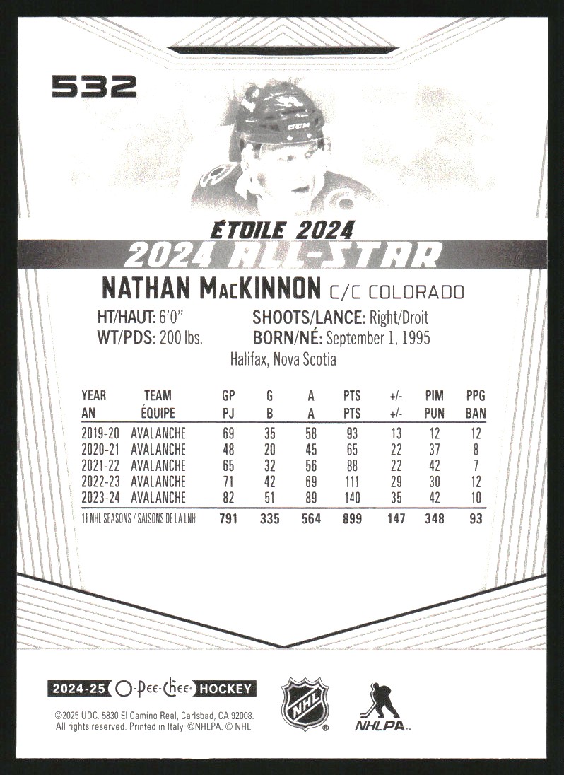 2024-25 O-Pee-Chee #532 Nathan MacKinnon AS